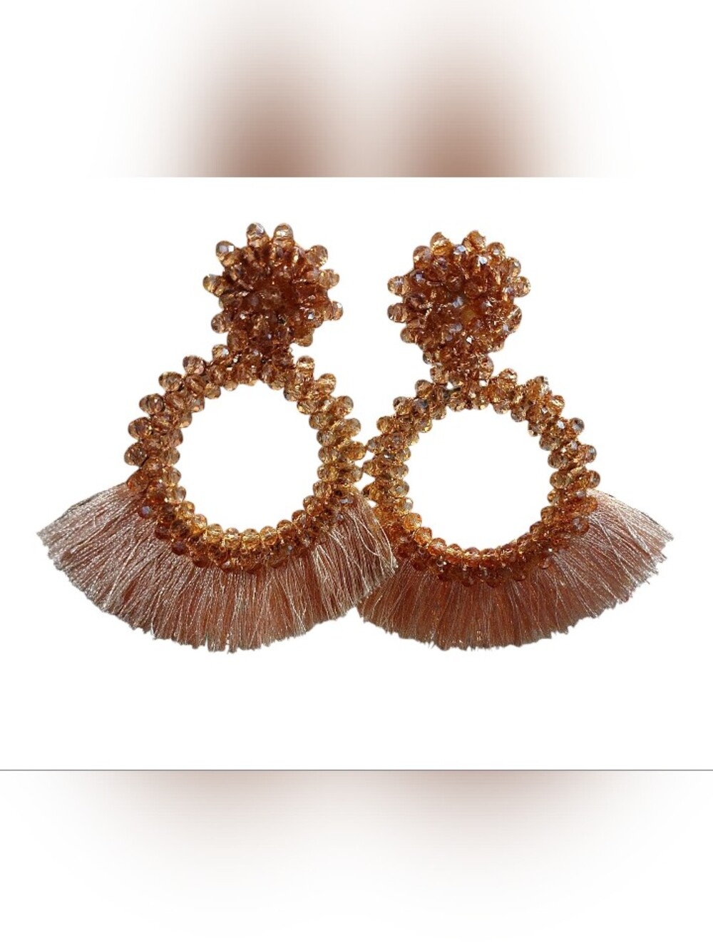 Pink Bead & Tassel Statement Earrings